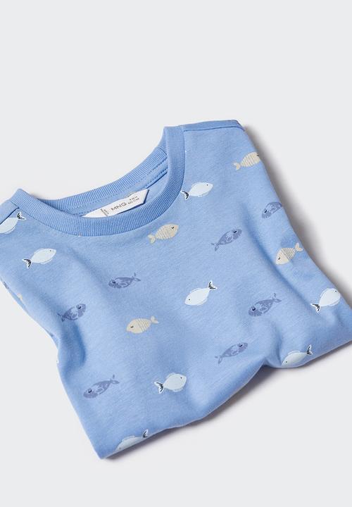 MANGO - T-shirt peces - azul