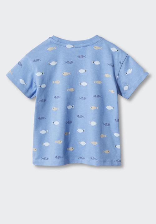 MANGO - T-shirt peces - azul
