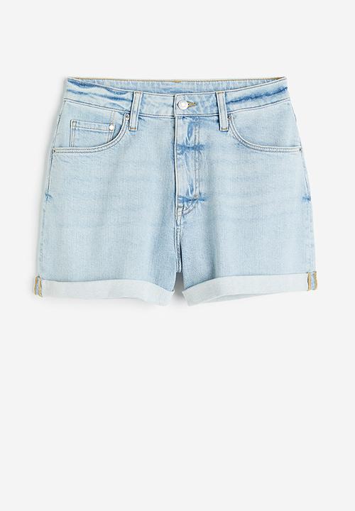 H&M - Curvy fit mom high denim shorts - blue