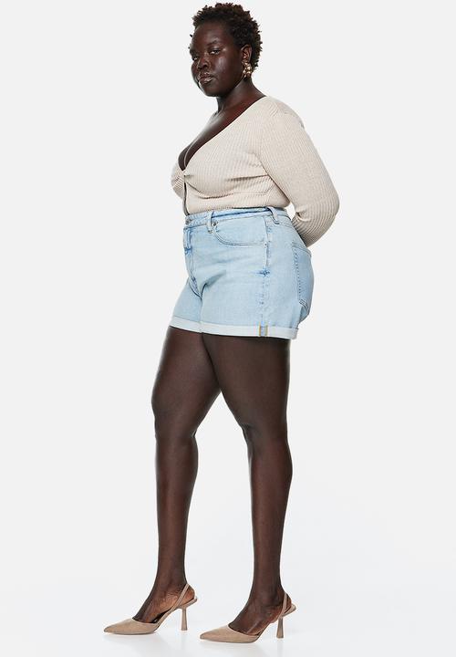 H&M - Curvy fit mom high denim shorts - blue