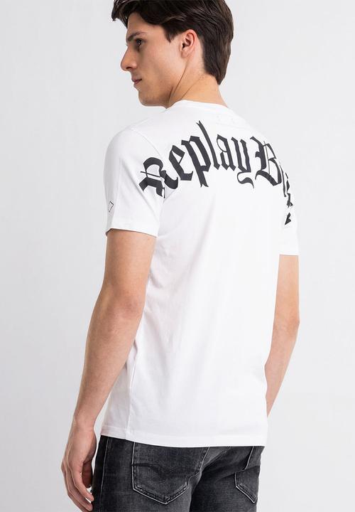 Replay - Backprint biker tee - white