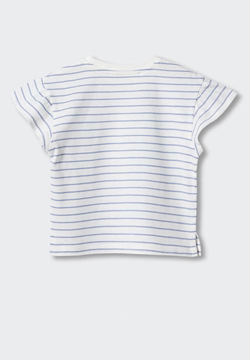 MANGO - T-shirt mia - white & blue