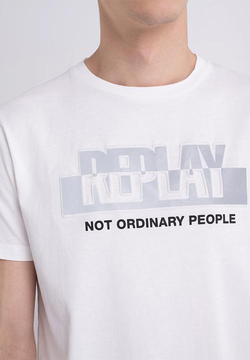 Replay - Slogan print tee - white