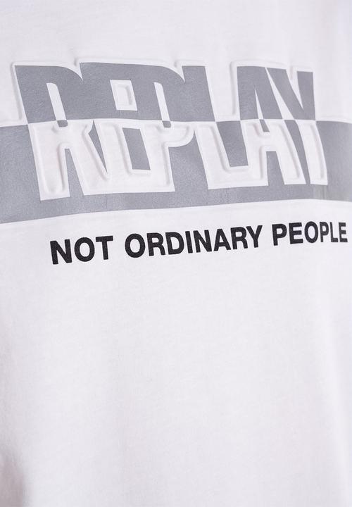 Replay - Slogan print tee - white