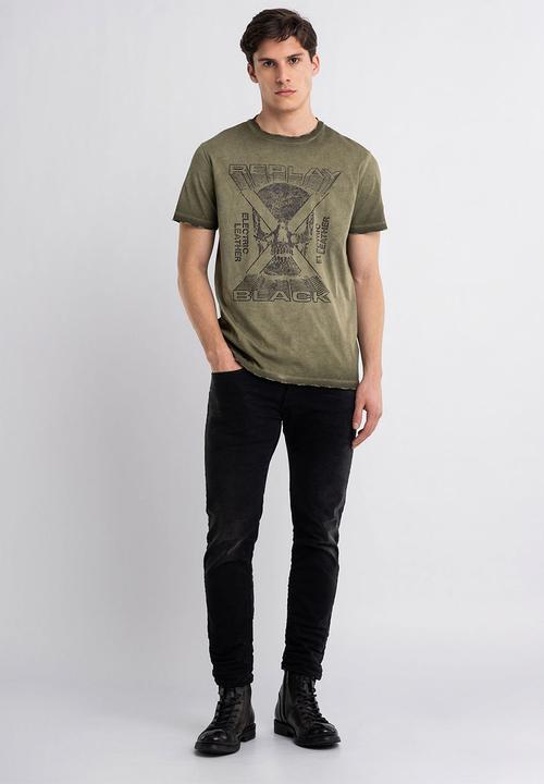 Replay - Skull tee - olive