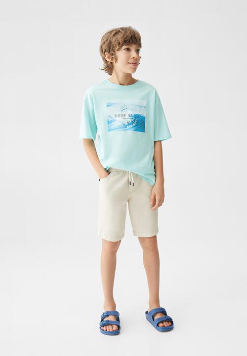 MANGO - T-shirt deep - turquesa
