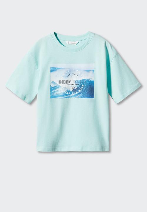 MANGO - T-shirt deep - turquesa