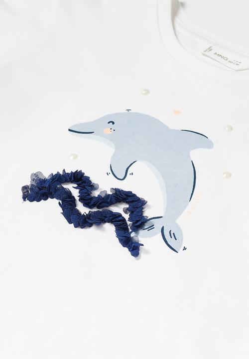 MANGO - T-shirt delfin - off white