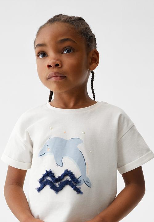 MANGO - T-shirt delfin - off white