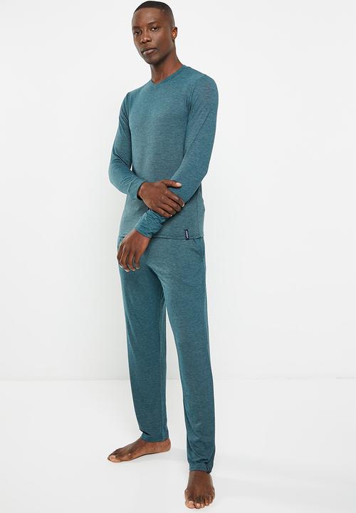 Jockey - Sleepwear luxury bliss thermal v-neck long sleeve top - oceanic