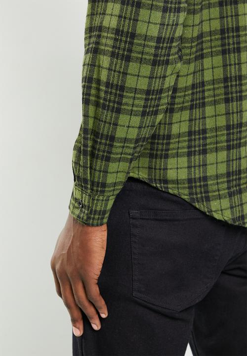 basicthread - Check long sleeve overshirt - green