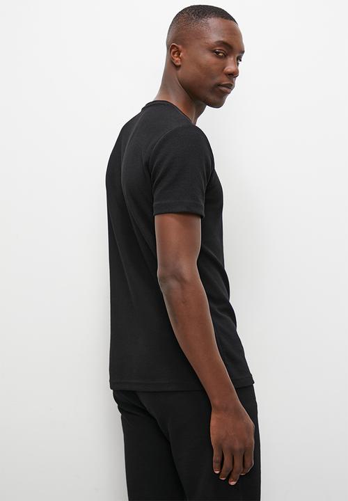 Superbalist - Waffle knit short sleeve sleep tee - black
