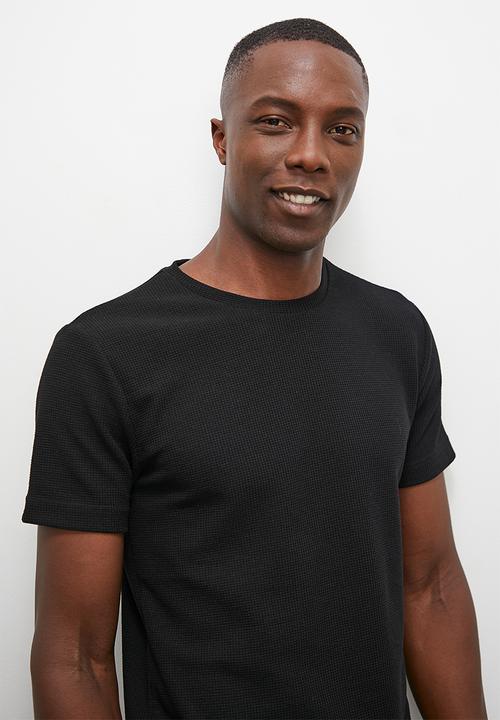 Superbalist - Waffle knit short sleeve sleep tee - black