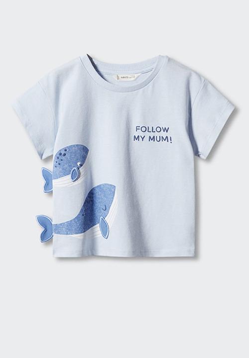 MANGO - T-shirt mum - celeste