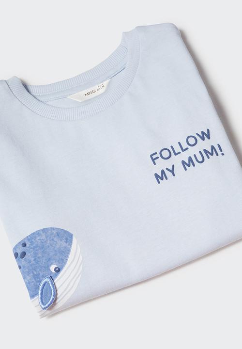 MANGO - T-shirt mum - celeste