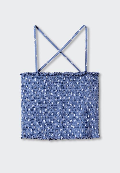 MANGO - T-shirt smock - azul
