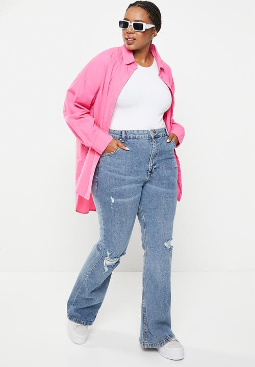 Cotton On - Plus original flare jean - dusk blue rips