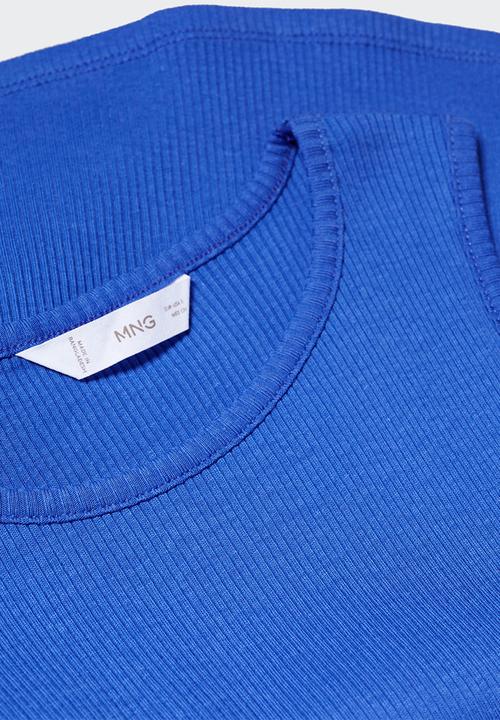 MANGO - T-shirt rib - azul