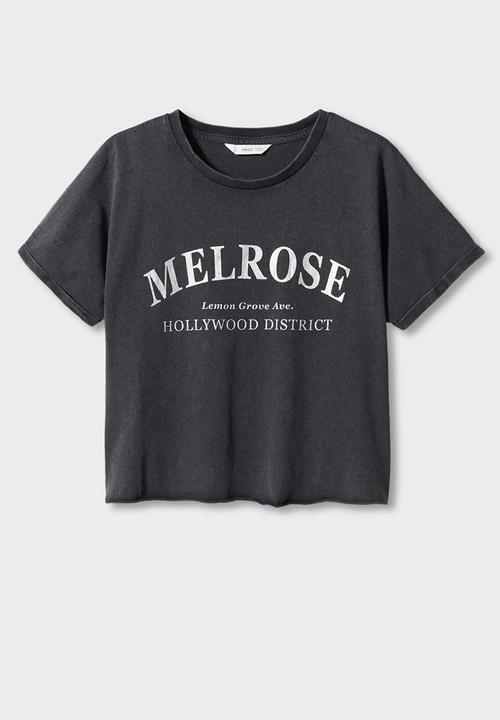 MANGO - T-shirt rose - black