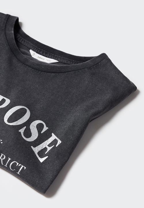 MANGO - T-shirt rose - black