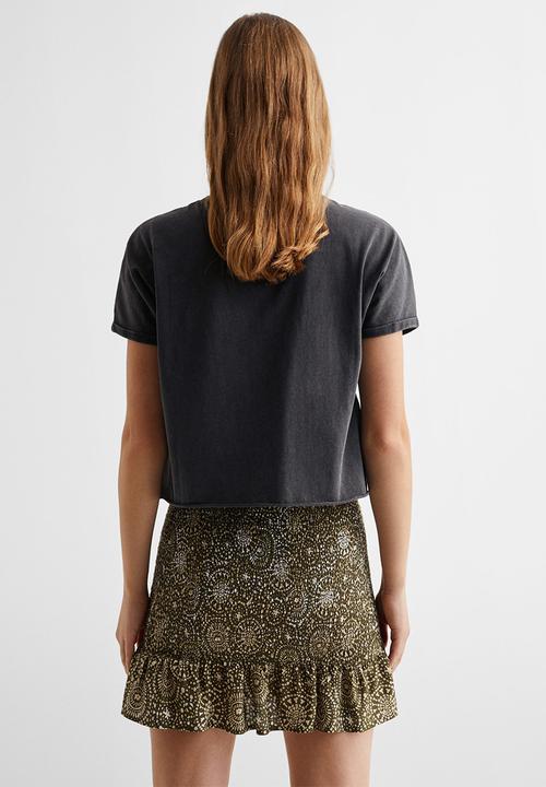 MANGO - T-shirt rose - black