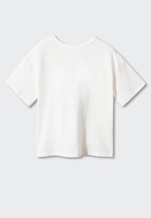 MANGO - T-shirt fish - white