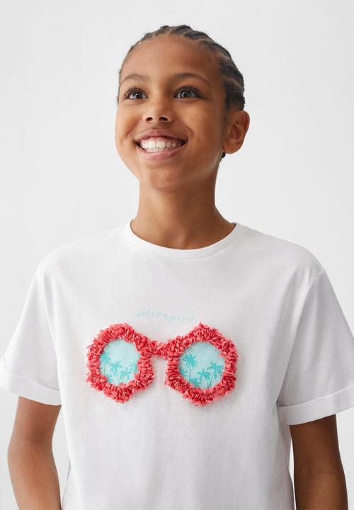 MANGO - T-shirt flamii - white