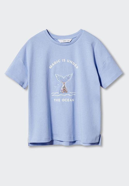 MANGO - T-shirt mermaid - azul