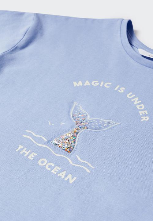MANGO - T-shirt mermaid - azul