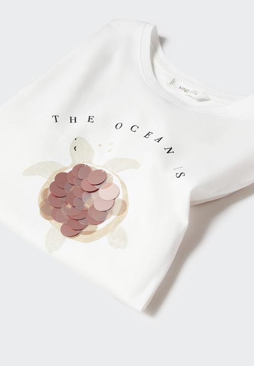MANGO - T-shirt fiji - offwhite