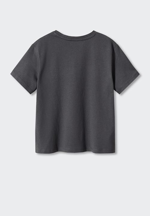 MANGO - T-shirt creta - antracita