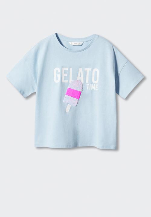 MANGO - T-shirt brunch - celeste