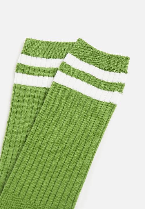 Pop Candy - Cozy stripe socks - green and white