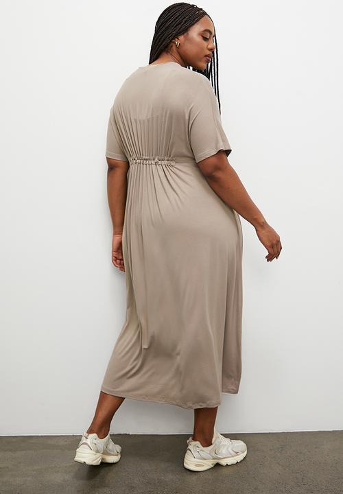 Superbalist - Drawstring detail T-shirt dress - taupe