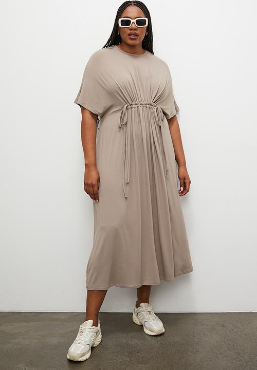 Superbalist - Drawstring detail T-shirt dress - taupe