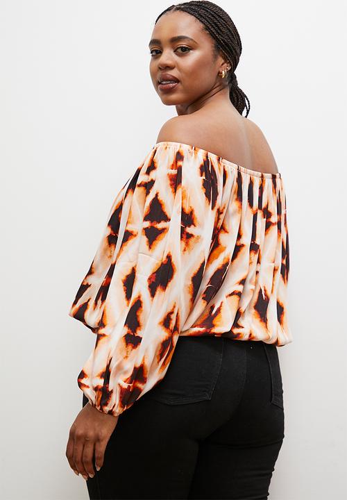 edit - Off the shoulder peasant blouse - diamond ikat