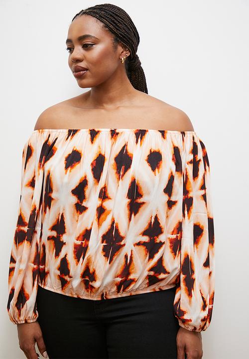 edit - Off the shoulder peasant blouse - diamond ikat