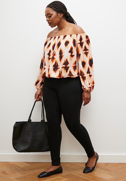 edit - Off the shoulder peasant blouse - diamond ikat