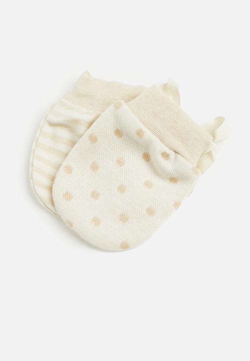 Pop Candy - 2 Pack mittens - white and beige