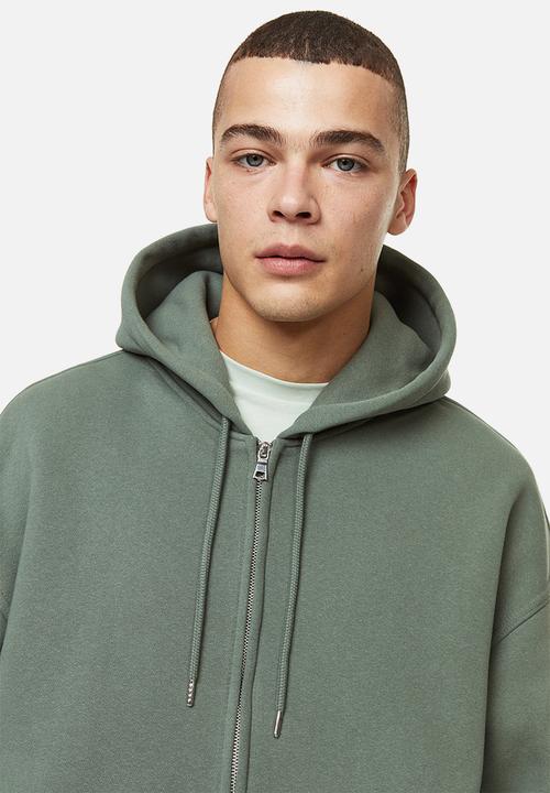 H&M - Oversized fit zip-through hoodie - green