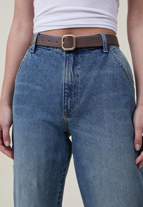 Rubi - Slim dad belt - tan & gold