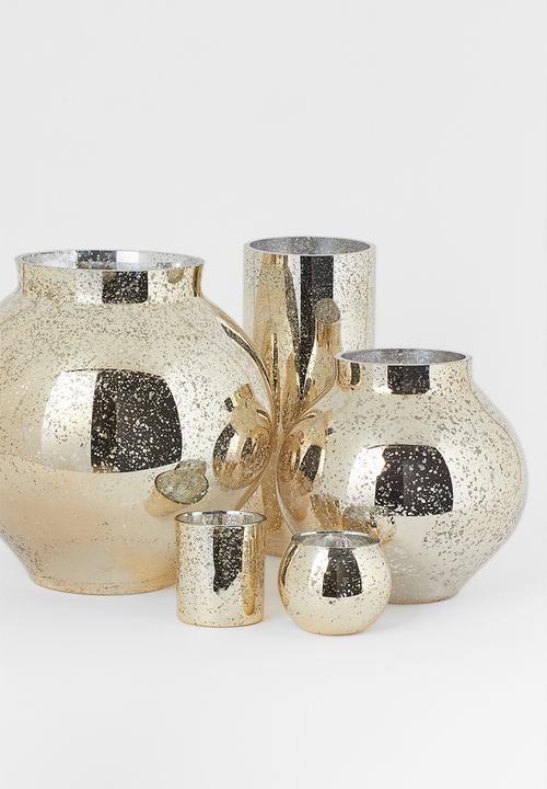 H&M - Round glass vase - gold-coloured