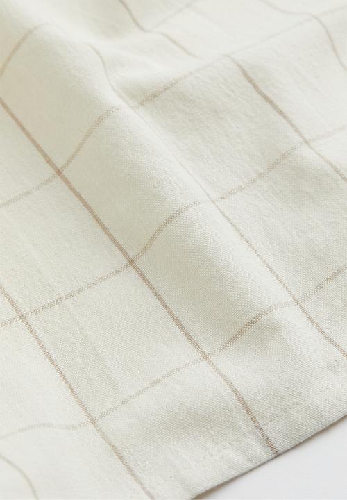 H&M - Checked tea towel - light beige 