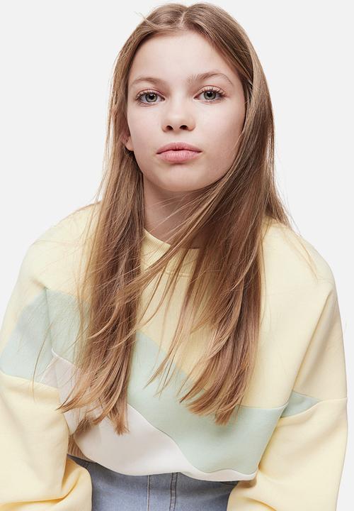 H&M - Boxy sweatshirt - light yellow/block-coloured 