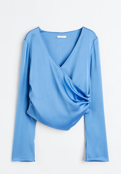 H&M - Satin wrap blouse - blue