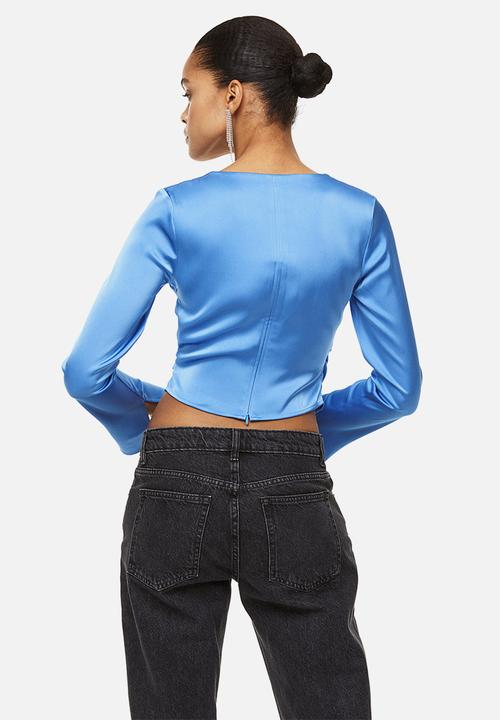 H&M - Satin wrap blouse - blue