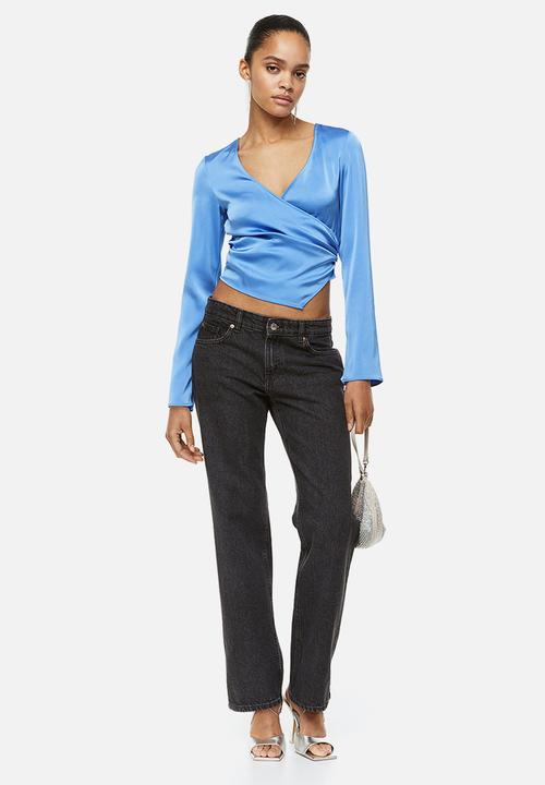 H&M - Satin wrap blouse - blue