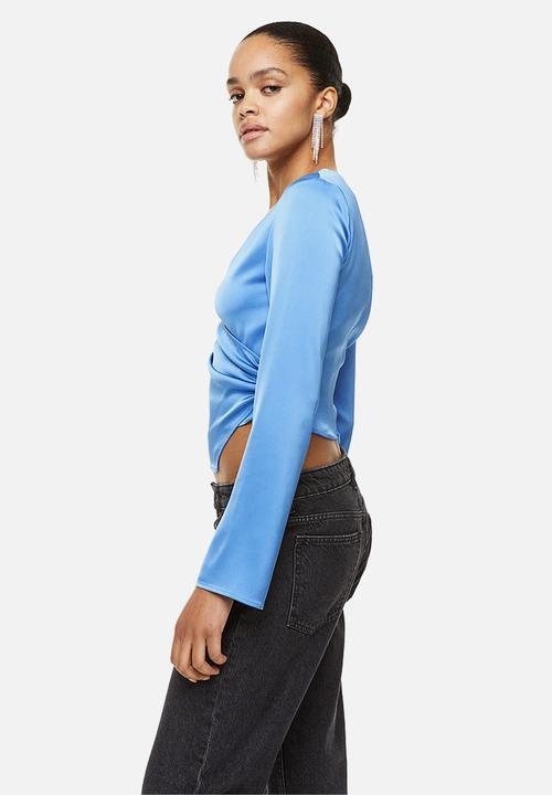 H&M - Satin wrap blouse - blue