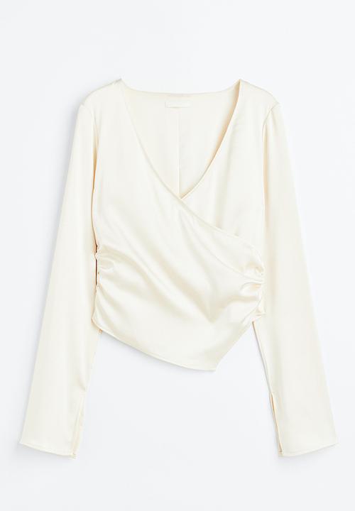 H&M - Satin wrap blouse - white