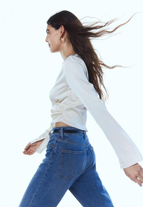 H&M - Satin wrap blouse - white